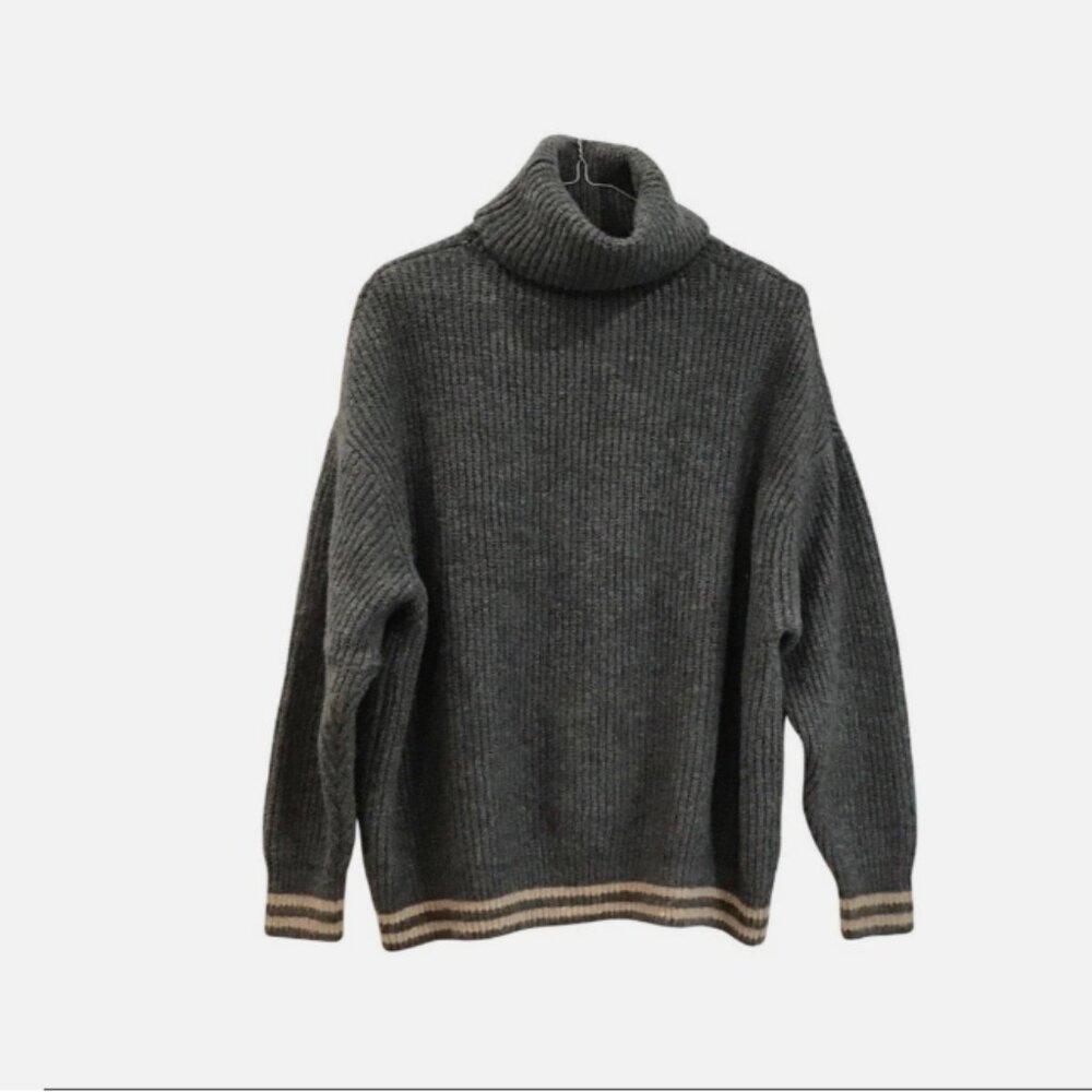 Gray Turtleneck Sweater, Zara Knit, Size Large